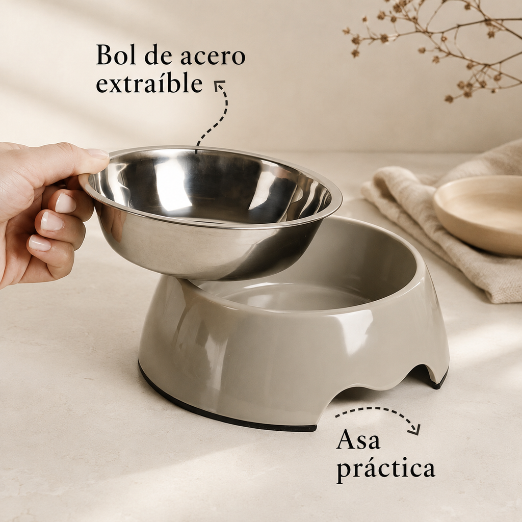 Comedero WINNOWO - bol de acero extraíble y asa práctica