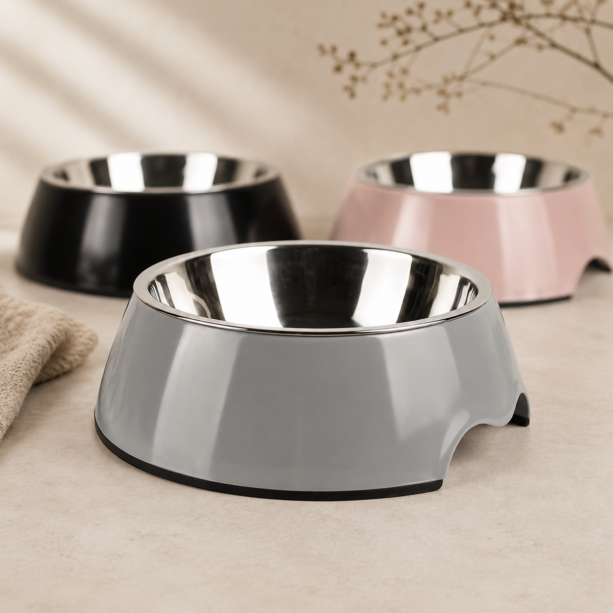 Set de comederos WINNOWO en negro, gris y rosa